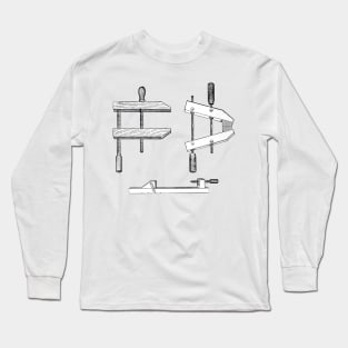 Wooden clamps, vintage woodworking book illustration Long Sleeve T-Shirt